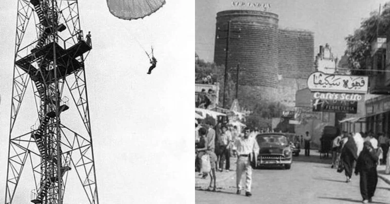 1900 cü illərdə Bakı Paraşütdən atlama, trolleybus... Nadir FOTOlar