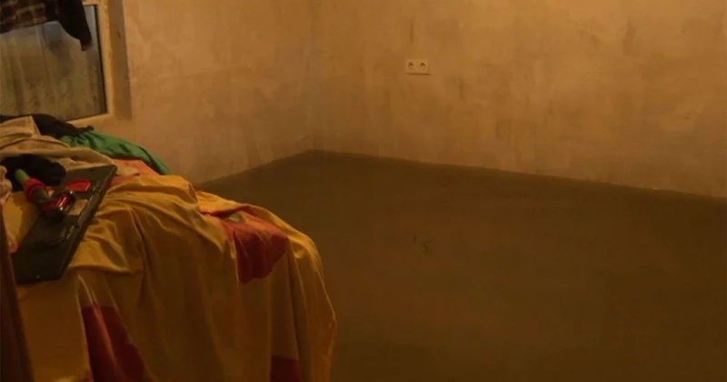 Binədə evlər suyun içində VİDEO