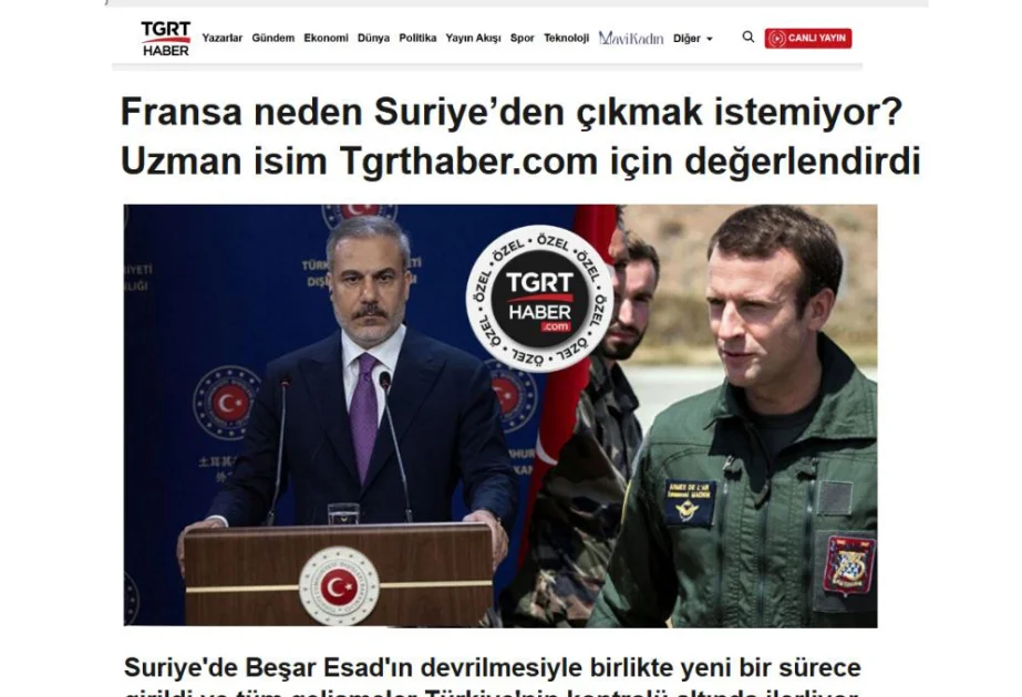 Türkiyə telekanalı: Paris terrorçuları dəstəkləmək yolu ilə Suriyanı zəiflətməyə çalışır AZƏRTAC