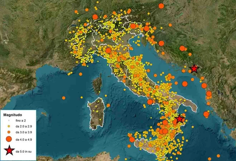 İtaliyada keçən il 17 minədək yeraltı təkan qeydə alınıb AZƏRTAC