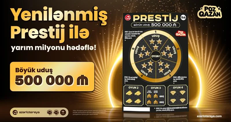 Yenilənmiş “Prestij” lotereyasında yarım milyon uduş sahibini gözləyir