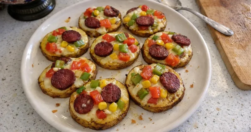 Xəmir yoğurmadan pizza ləzzəti: Sobada kartof əsaslı kolbasalı dilimlər