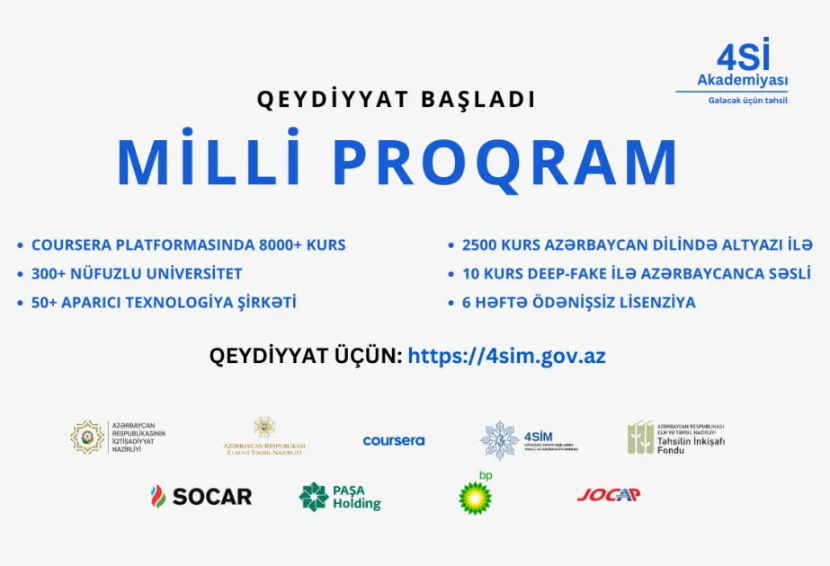 “4Sİ Akademiyası” çərçivəsində “Milli Proqram”a start verilib