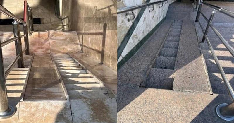 Bu ərazilərdə quraşdırılan panduslar əlil şəxslərin hərəkətinə çətinlik yaradır FOTO