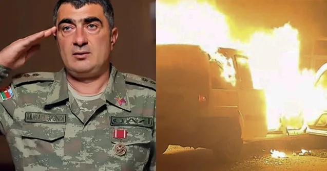 Bakıda hərbçi pulunu ödəyə bilmədiyi maşınını yandırdı Video