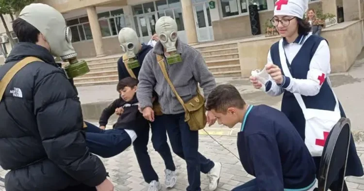 FHN in Sumqayıt Regional Mərkəzi nümunəvi mülki müdafiə məşqləri keçirdi FOTO