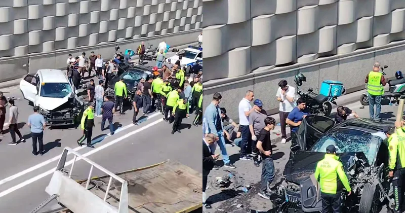 Bakıda dəhşətli qəza: İki avtomobil parçalandı ŞOK FOTOLAR
