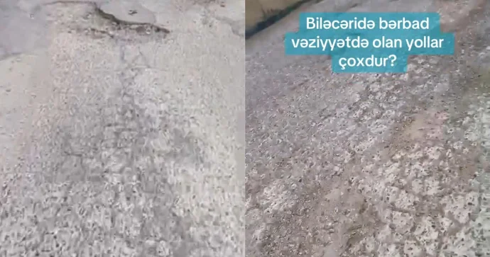 Biləcəridə yollar bərbaddır; çuxurlar maşınlara ziyan vurur VİDEO