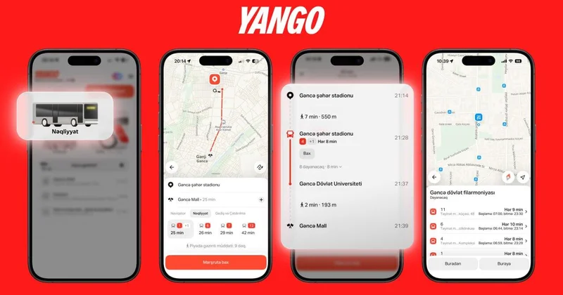 Gəncə sakinləri indi “Yango” tətbiqində ictimai nəqliyyat marşrutlarını planlaşdıra bilərlər