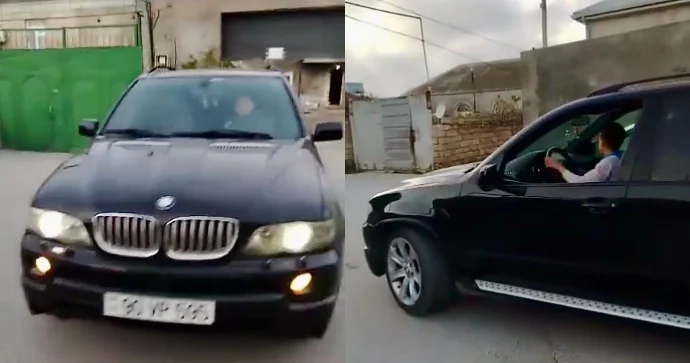 “BMW”sini azyaşlı qonşusuna sürməyə verən şəxs CƏRİMƏLƏNDİ VİDEO