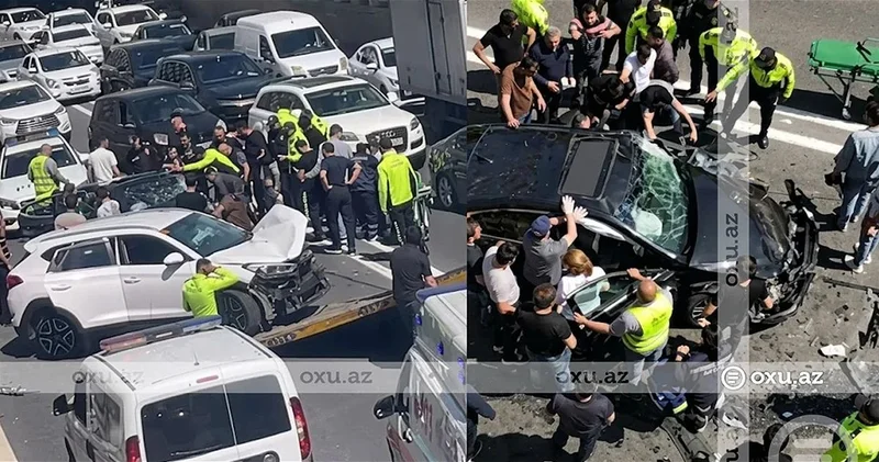 Тяжёлое ДТП в Баку: столкнулись 3 автомобиля, есть пострадавшие ВИДЕО ОБНОВЛЕНО