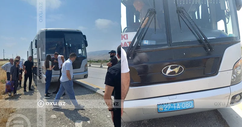 Bakı Xudat avtobusu yolda qaldı: Sərnişinlərə yeni nəqliyyat vasitəsi verildi