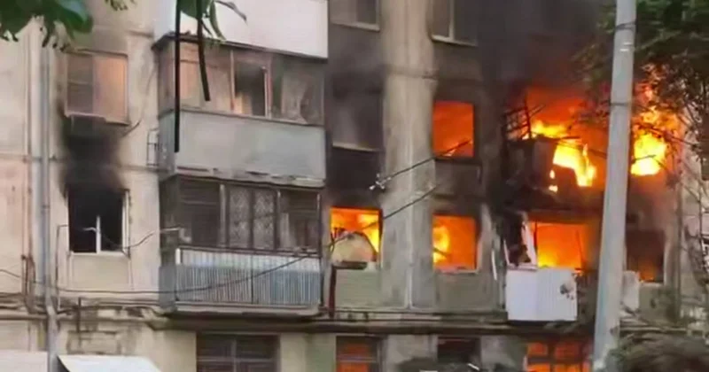 Samarada yaşayış binasında güclü partlayış: Sakinlər təxliyə edildi VİDEO