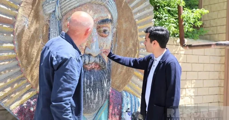 Nizaminin vandalizmə məruz qalan büstü bərpa olunur (FOTO)