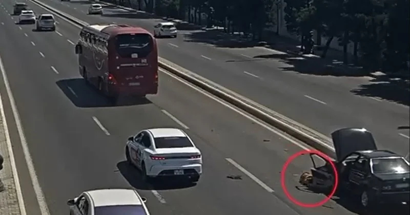 Avtobus nasaz avtomobilin sürücüsünü vurdu: Bakıda dəhşətli qəzanın ANBAAN VİDEOSU