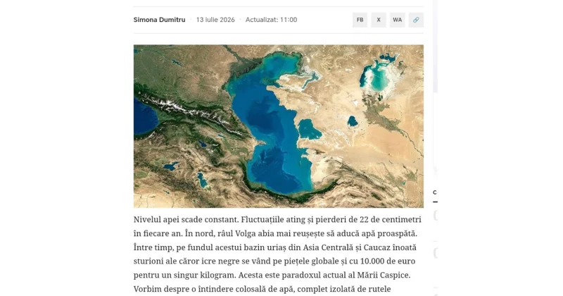 Rumıniya nəşri Xəzər dənizinin strateji əhəmiyyətindən yazıb