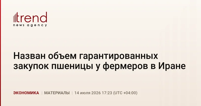 Назван объем гарантированных закупок пшеницы у фермеров в Иране