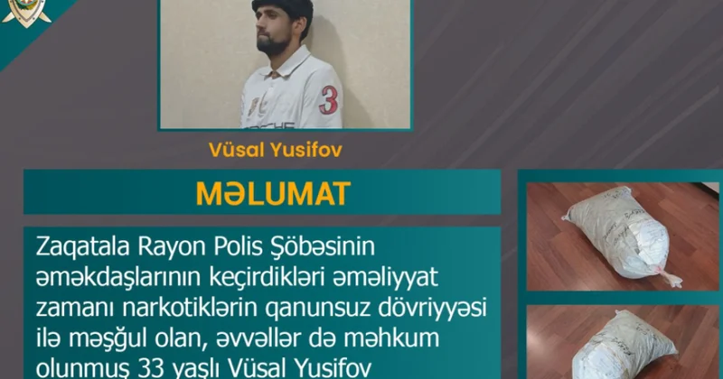 Zaqatalada narkotiklərin qanunsuz dövriyyəsini təşkil edən şəxs tutulub