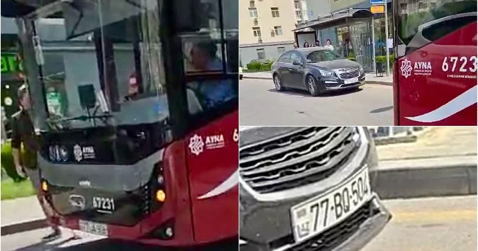 Maşını əks yolda park edən sürücü avtobusun yolunu kəsib dava da etdi VİDEO