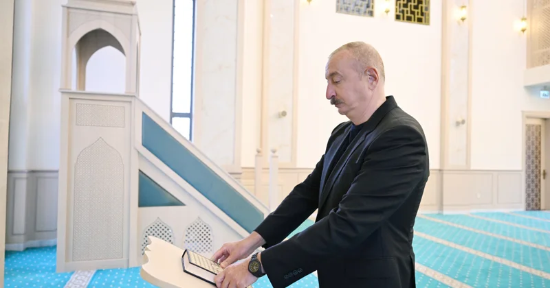 Президент Ильхам Алиев принял участие в открытии мечети, построенной в поселке Гадрут