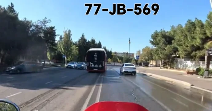 BakuBus sürücüsü avtobusu çirkləndirməmək üçün 3 dəfə qayda pozdu VİDEO