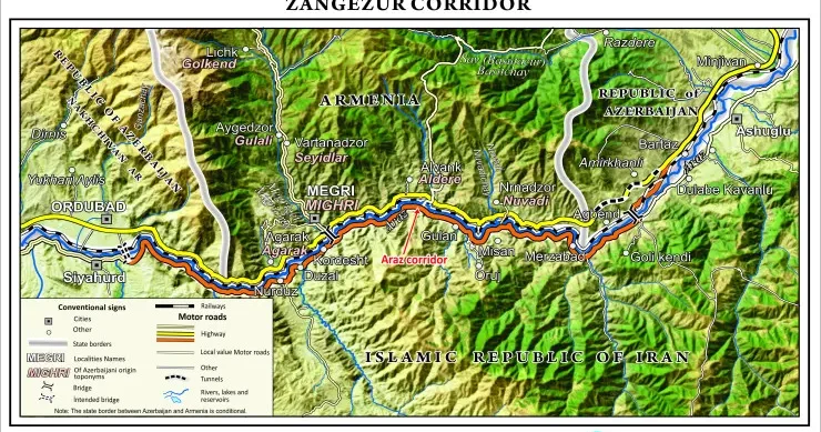 Zəngəzur dəhlizinin xəritəsi hazırlandı