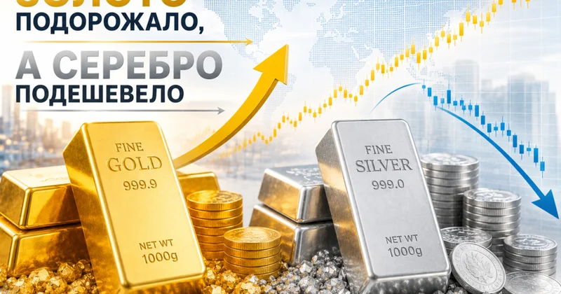Цены на золото повысились, а на серебро снизились