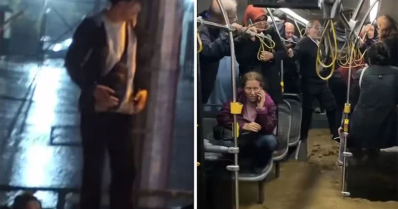 Avtobusu su basdı Çıxış yolunu damına çıxmaqda gördü + Video