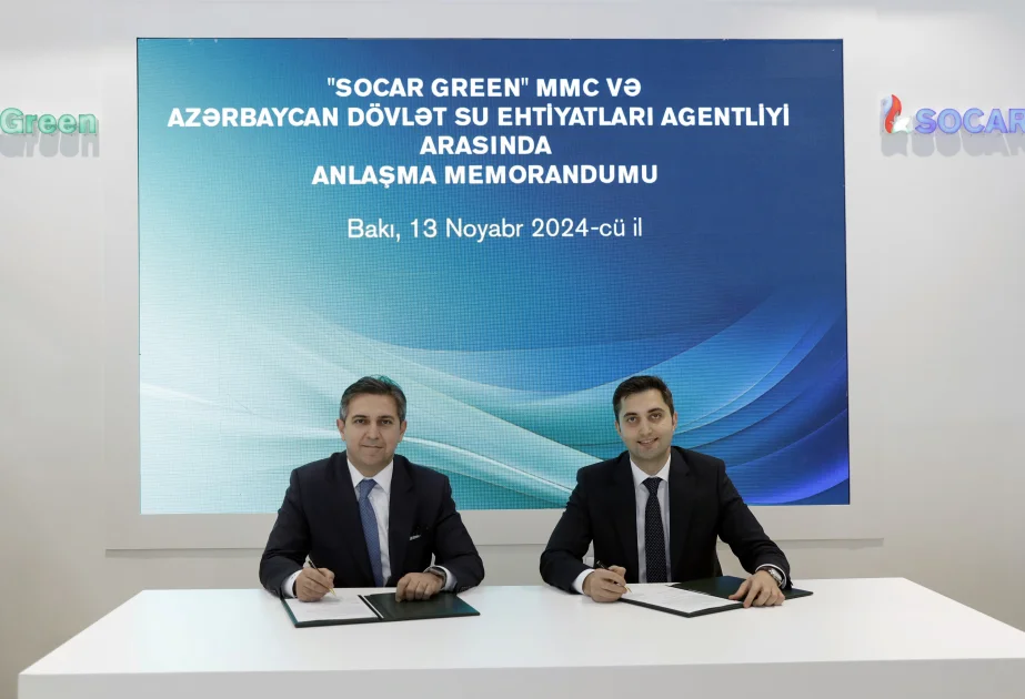 Dövlət Su Ehtiyatları Agentliyi ilə “SOCAR Green” arasında Anlaşma Memorandumu imzalanıb AZƏRTAC