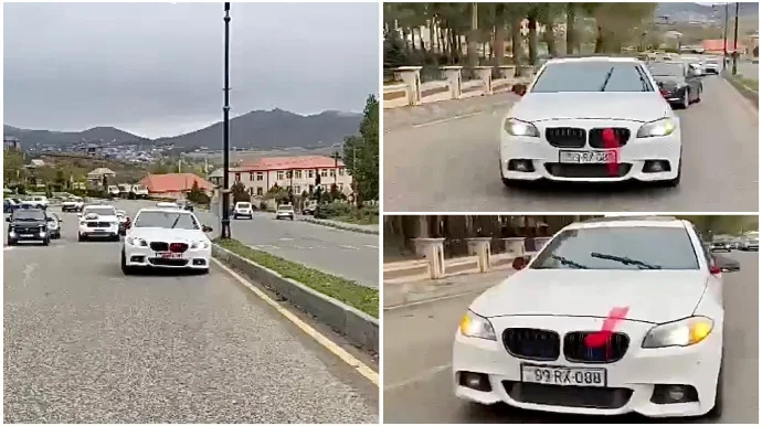 “BMW” ilə toy karvanında “avtoş”luq edən sürücü barədə araşdırma başladı VİDEO