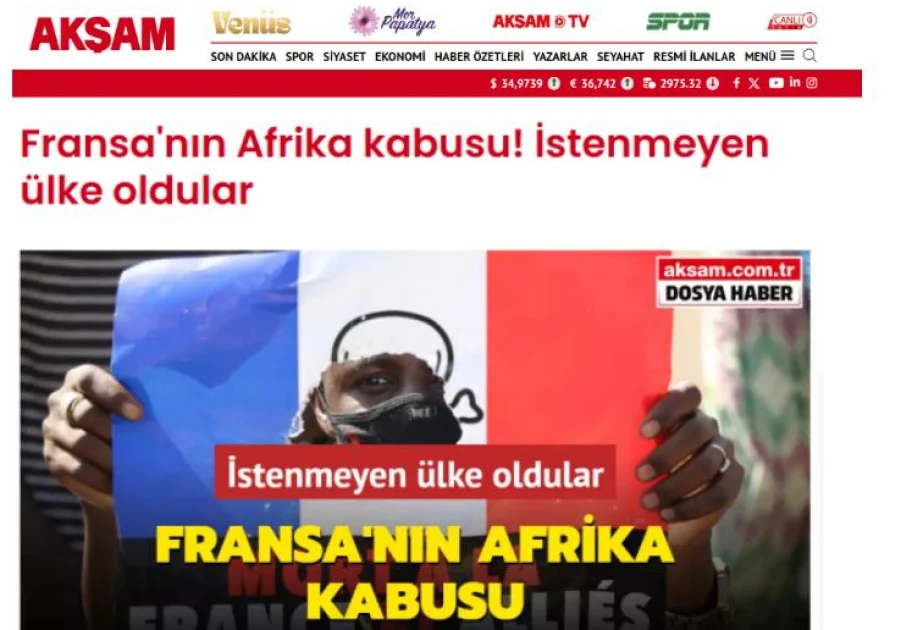 “Akşam” qəzeti: Fransa Afrikada “arzuolunmaz ölkə”yə çevrilib AZƏRTAC