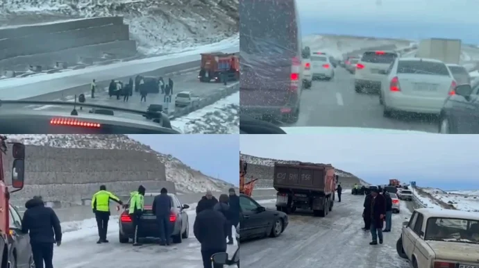 DYP qarlı havada yollarda sürücülərə belə kömək edir VİDEO