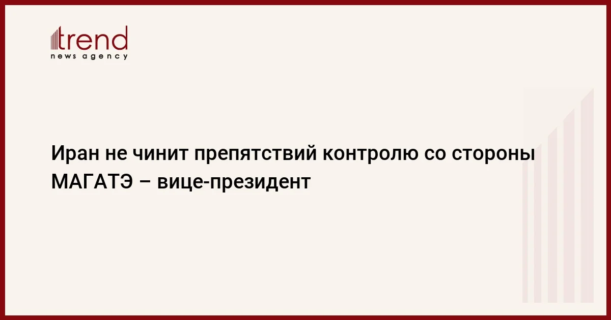 Иран не чинит препятствий контролю со стороны МАГАТЭ вицепрезидент