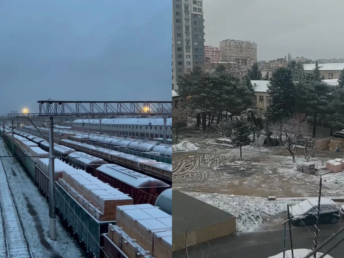 Hazırda Bakıya qar yağır FOTO