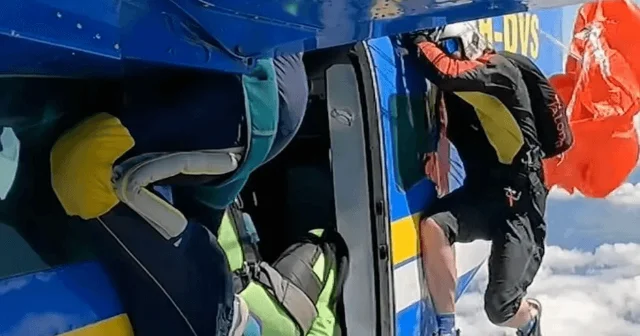 Paraşütü ilişdi, ölüm təhlükəsi yaşadı VİDEO