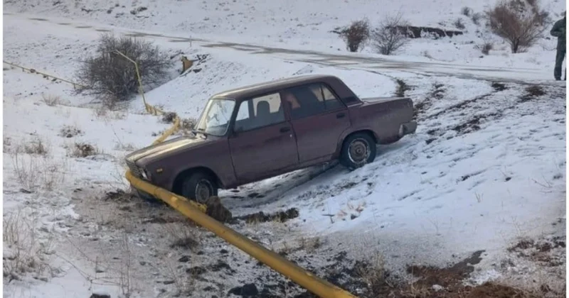 Maşın qaz xəttinə çırpıldı, beş kənd qazsız qaldı