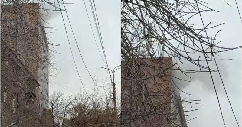 Ermənistan polisinin mərkəzi idarəsinin binası yanır VİDEO