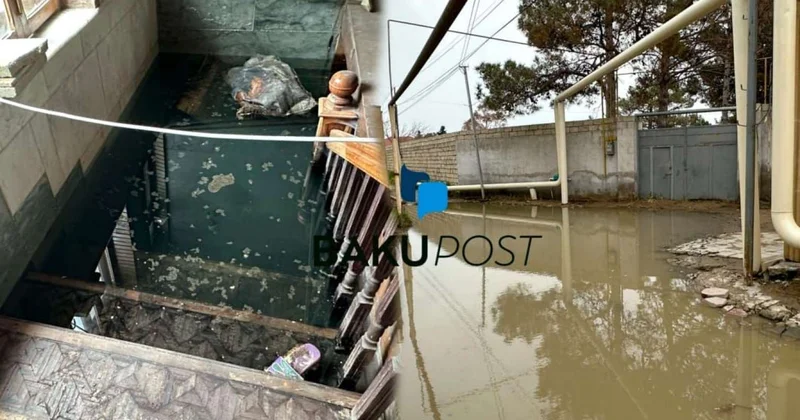 Mərdəkanda çirkab suları evlərə dolur Sakinlər PA rəhbərinə müraciət etdi FOTO