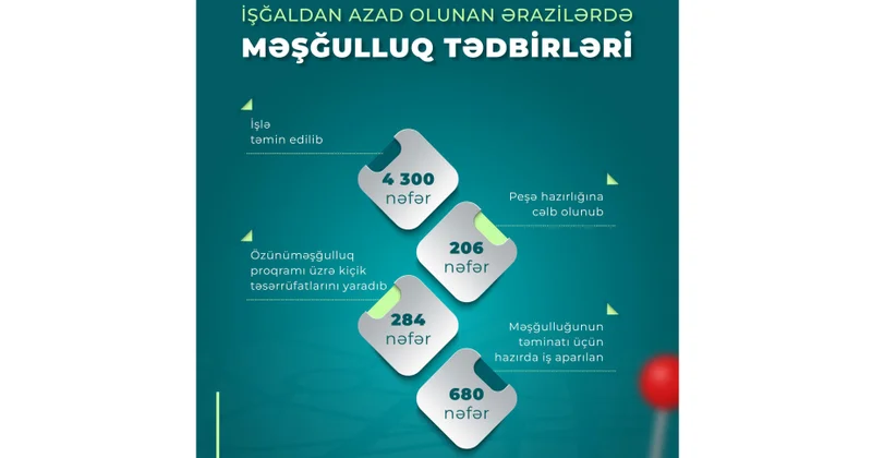 İşğaldan azad olunan ərazilərə köçürülən sakinlərdən 4 min 300 şəxsin məşğulluğu təmin edilib