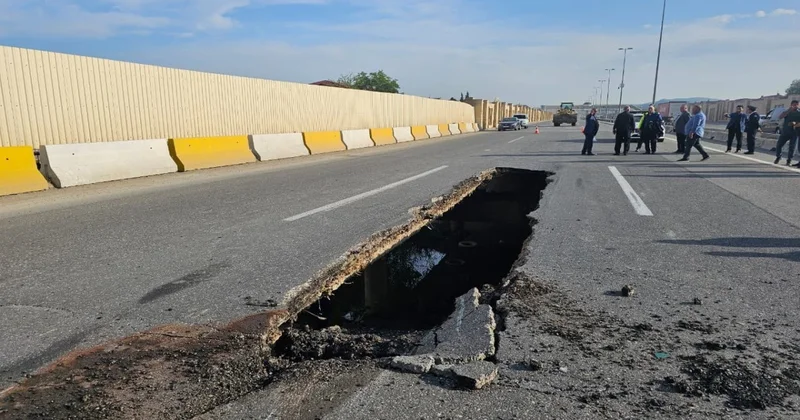 Bakı Ələt Qazax Gürcüstan yolunda çökmə baş verib, hərəkət məhdudlaşdırılıb FOTO