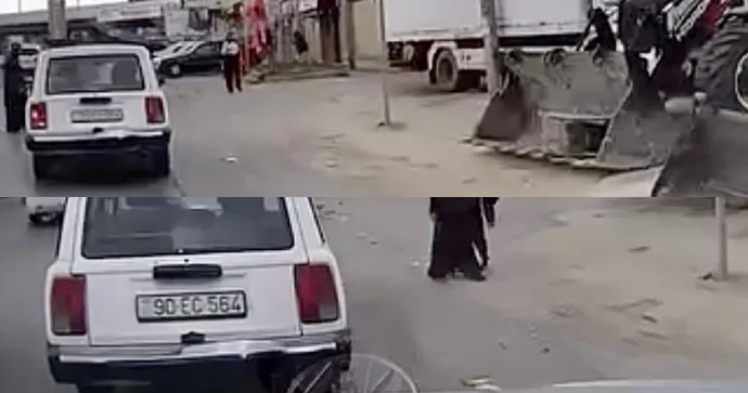 Masazırda sərnişin banan qabığını maşından yola atdı VİDEO