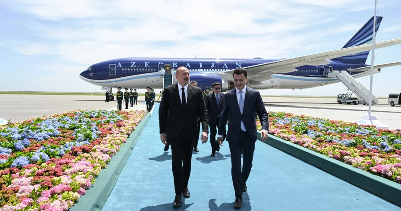Prezident İlham Əliyev Qazaxıstana işgüzar səfərə gəlib FOTO