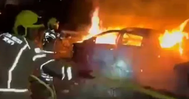 Zərbələrdən sonra Hayfada güclü yanğın çıxdı Video