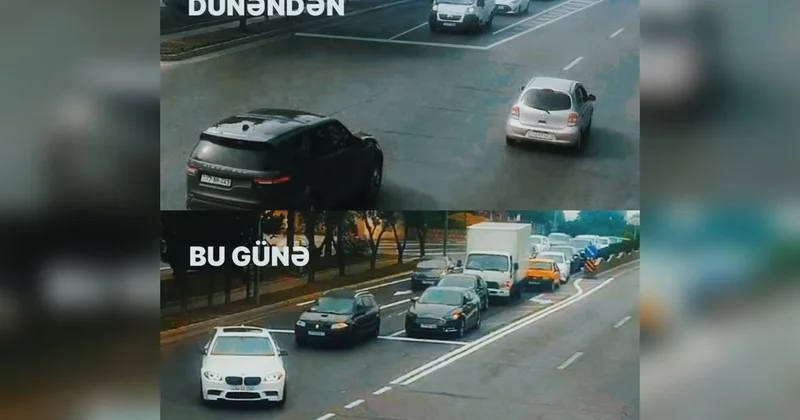 Bakının Azadlıq prospektində yeni hərəkət zolağı yaradılıb FOTO