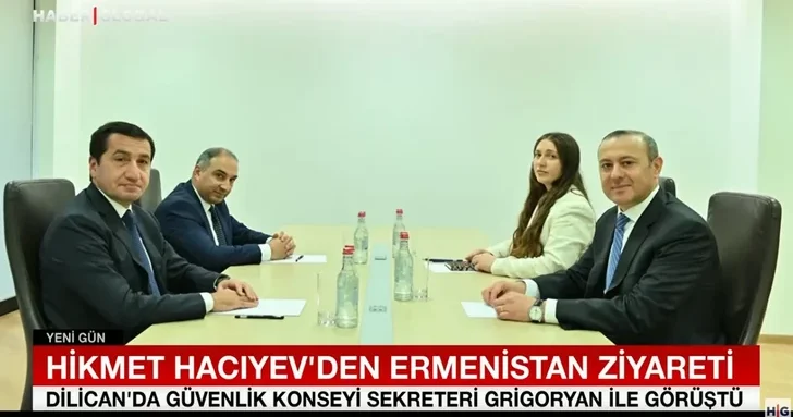 Телеканал Haber Global осветил встречу Хикмета Гаджиева с секретарем Совбеза Армении