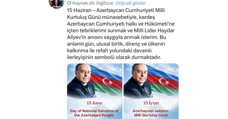 TDT nin Baş katibi: 15 İyun milli birliyin, dözümlülüyün və ölkənin davamlı inkişafı ilə tərəqqi yolunun rəmzi kimi çıxış edir