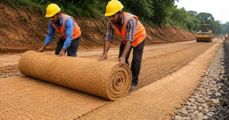 Hindistan qozu qabıqlarını yolların altına döşəməyə başladılar