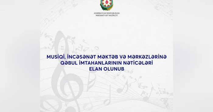 İncəsənət üzrə təhsil müəssisələrinə qəbul imtahanlarının nəticəsi açıqlanıb