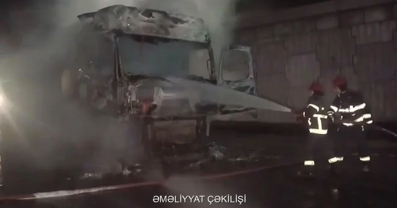 У автовокзала в Баку загорелся бензовоз ВИДЕО