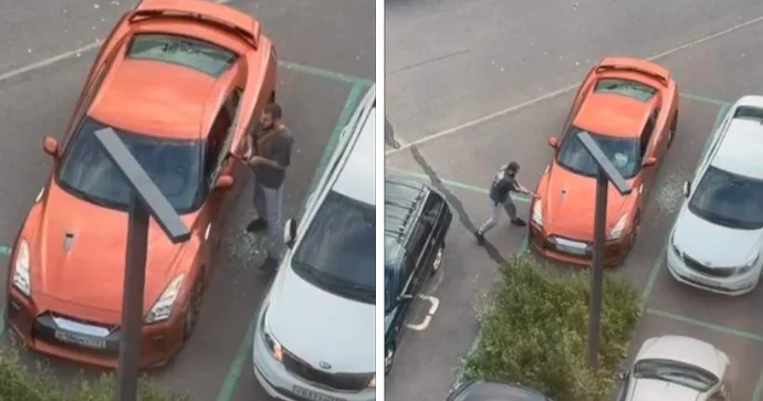 Naməlum şəxs balta ilə Nissan ı yararsız hala saldı VİDEO